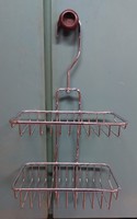 Bathroom stainless two-tier wall shelf with hook