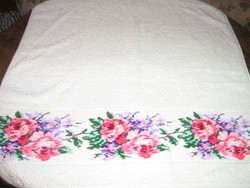 Beautiful vintage rosy snow white decorative towel