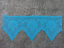Zigzag blue handmade crochet curtain 77 x 32 cm