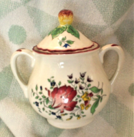 French luneville faience sugar bowl with tulips