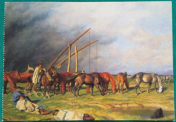 Hortobágyi Pásztormúzeum és Galéria - Glatz Oszkár: Ménes (részlet),  postatiszta képeslap