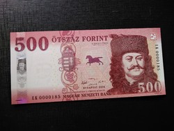 2018 500 Forint EK betűjelű, Alacsony sorszám, UNC állapotban
