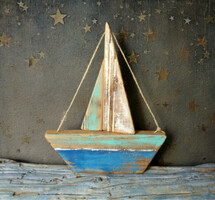 Wooden sailboat - sailboat, rustic wooden decoration - home, gift idea, miniature, boat (2)