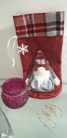 Sophisticated textile gift bag, candle holder and decoration
