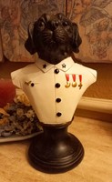 New! Mr. Dog bust in general's clothes / decorative figure 27 cm