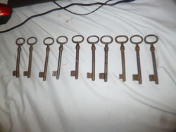 Régi vas kapuzár kulcsok 10db  11,5cm