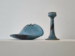 Vintage iparművészeti kerámia hamuzó, gyertyatartó - Fülöp Ildikó keramikus alkotásai