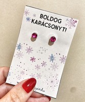 Crystal earrings for Christmas - pink