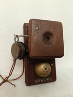 Antique Wooden Wall Phone from the 1890-1910, Hollóházi