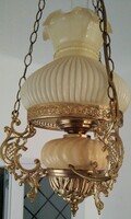 A very beautiful copper-effect chandelier lamp in perfect condition