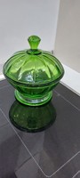 Art deco üveg zöld bonbonier