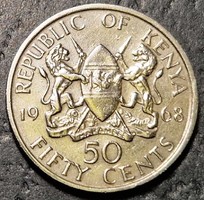 Kenya 50 cents, 1968.