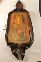 Leather framed wooden icon 978