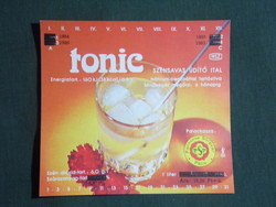 Soft drink label, Pécs brewery, pearl tonic soft drink,