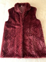 Beautiful faux fur women's vest, burgundy, fashionable, fluffy, size 38-42