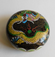 Cloisonné - compartment enamel round box with dragon