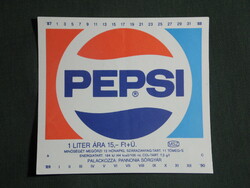 Soft drink label, Pécs brewery, Pepsi soft drink,