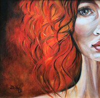 Daughter of Fires - oil painting - 40 x 40 cm