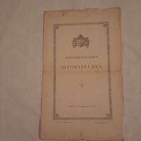 Lévai Magyar Királyi Állami Tanítóképző-Intézet Bizonyítványa 1908.