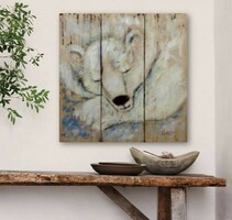 Polar bear - rustic painted wooden sign - can be hung on the wall - gift idea - bear - teddy bear - animal