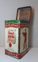 Antik nagyméretű ritka szegedi paprika fém doboz pléh doboz 23 cm