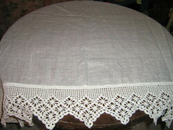 Beautiful special hand crocheted vintage style curtain with lace bottom
