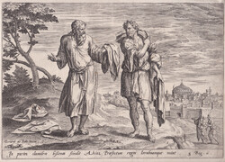 Eredeti Hans Collaert metszet: "Jeroboám és Áhija próféta", Ambrosius Francken után, 1585 körül