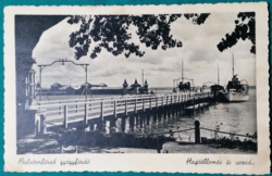 Balatonfüred, Hajóállomás és uszoda, futott képeslap