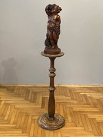 Round wooden pedestal antique statue holder flower stand 72 cm
