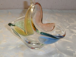 Frantisek Zemek cseh öntött üveg kosár, asztalközép, kínáló