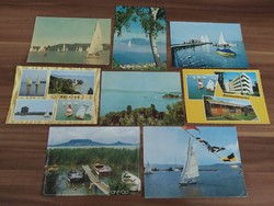 8 balaton postcards and their surroundings, together, 1 postage stamp