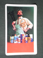 Card calendar, Budapest household perfume shop, male model, 1973, (2)