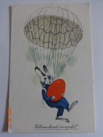 Régi grafikus húsvéti üdvözlő képeslap, Kecskeméty Károly rajz