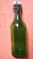 0,5 l-es KRISTÁLY feliratos zöld üveg vizes palack porcelán csattal