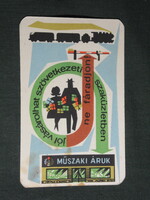 Card calendar, cooperative industrial goods technical shops, graphic artist, locomotive, 1964, (2)