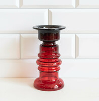 Mid-century modern design piros üveg váza - retro, skandináv design - Riihimaki?
