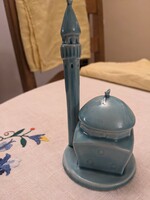 Zsolnay kék  pécsi dzsámi a minarettel kb 14 cm
