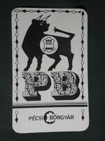 Kártyanaptár, Pécs bőrgyár, grafikai rajzos,bika, 1974 ,   (2)