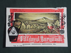 Wine label, Mecsekvidék cellar farm, Pécs, Villány Burgundy