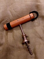 Vintage Italian corkscrew wine bottle opener for cork stopper with wooden handle.