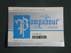 Pezsgő címke, Izsáki gazdaság, Budapest, Pompadour pezsgő