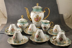 Német barokk jelenetes porcelán kávés készlet 208