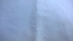 Régi idők- monogramos damaszt  párnahuzat, fehér, 75x96 cm