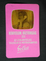 Kártyanaptár, Gelka háztartásigép szerviz, grafikai rajzos,rádió,televízió, női modell,1975 ,   (2)