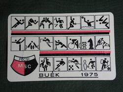 Kártyanaptár, PMSC sport klub, Pécs,, sport szakosztályok,grafikai rajzos, 1975 ,   (2)