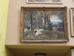 Erdőben ülő pár festmény 72*95