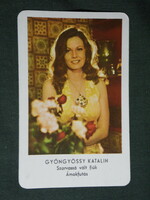 Card calendar, motion picture cinema, actress Katalin Gyöngyössy, 1975, (2)
