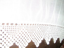Beautiful hand-crocheted vintage-style stained glass curtain with a lace bottom