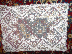 --Antique fillet lace tablecloth 88 cm x 60 cm - made of thin yarn
