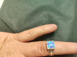 Israeli silver ring with fire opal